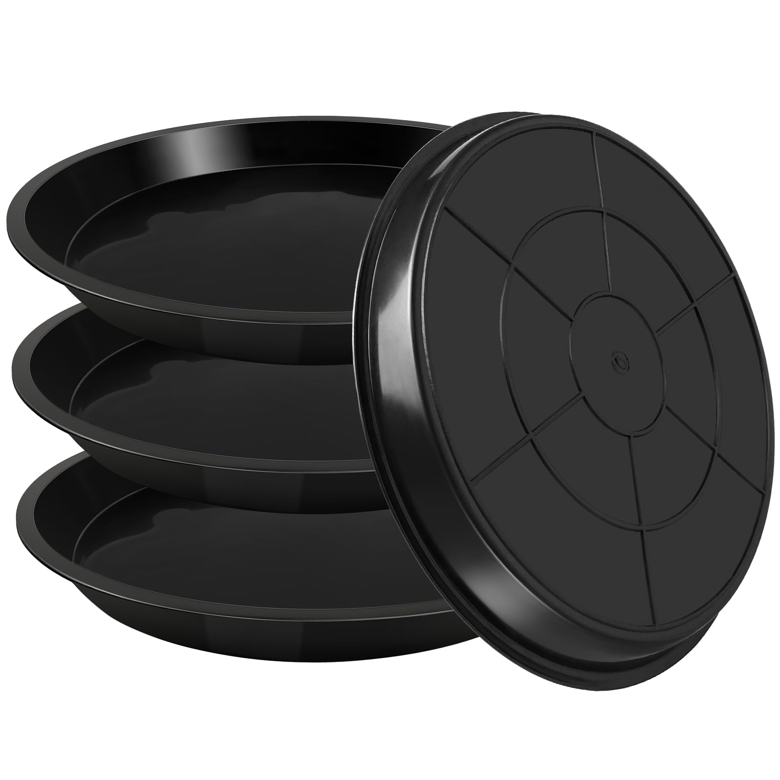 Plant Drip Trays 6-Pack Black Plant Saucers (6" Diameter) - Heavy Duty Plastic Drip Trays For Indoor/Outdoor Pots Saucers For Potted Plants