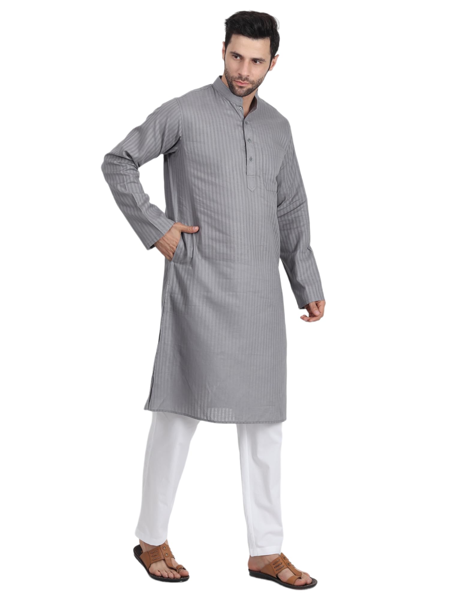dastekarigar Stripped Cotton Kurta Pajama for Men, Fine Stitching and Finish, Versatile Wear, Kurta Pajama Set for Men-picture-10