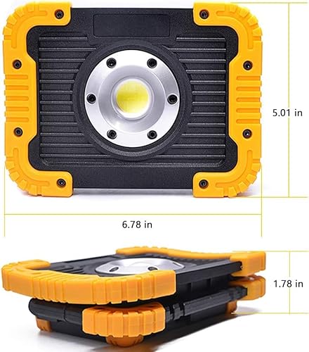 Yxqua Rechargeable Work Light, 30W Led Portable Flood Light, Super Bright Ip65 Waterproof With Usb Power Bank,180° Adjustable Stand For Job Site Lighting Outdoor Camping Emergency Car Repairing #TOP2