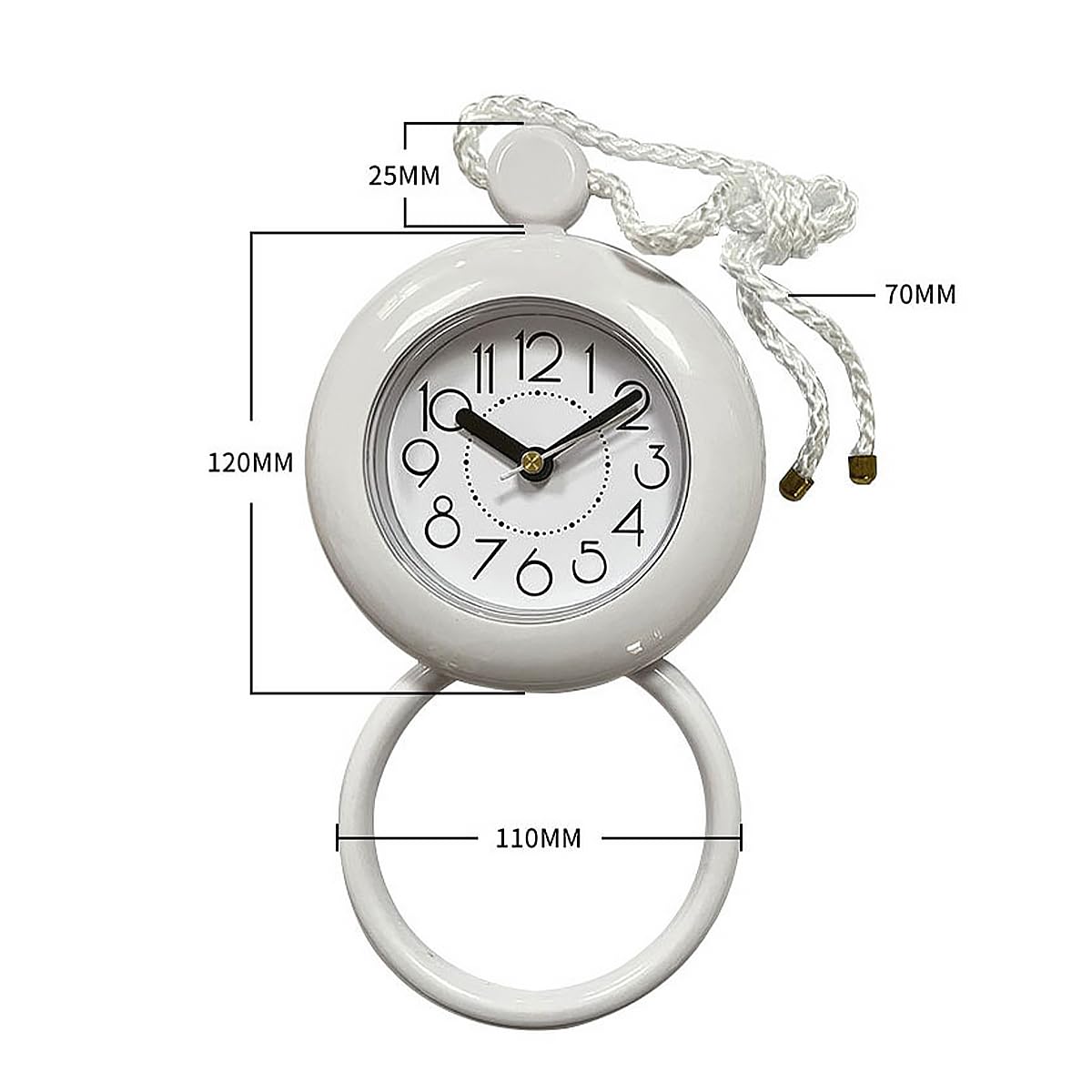 POFET Horloge de Salle de Bain étanche Horloge de Douche avec Serviette Suspendue horloges étanches pour Salle de Bain Cuisine minuterie horloges (Blanc)