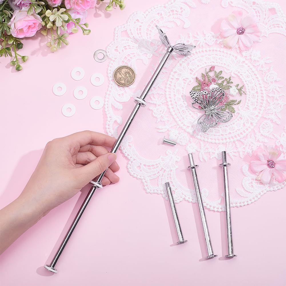 5 Stück Törtchen Ständer Hardware Griffe Schmetterling 3 Etage Kuchen Teller Ständer Griff Platin Gestufte Servier Tabletts