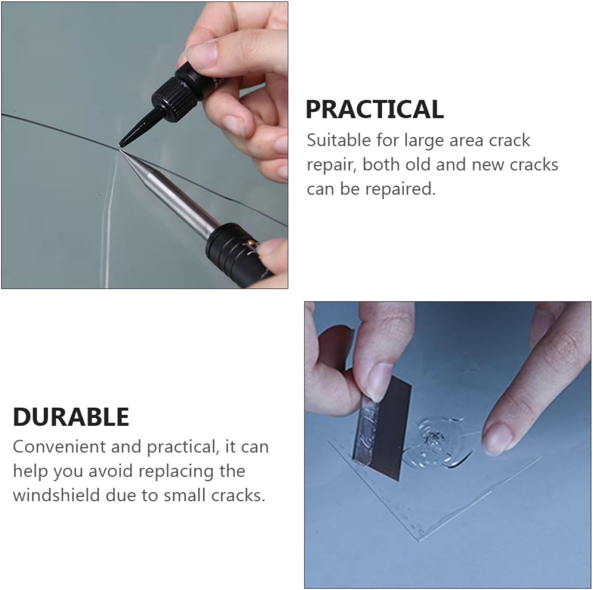 Windshield Crack Repair Tool Kit with Glass Repair Fluid Set Star-Shaped Crack Corrector for Auto Glass