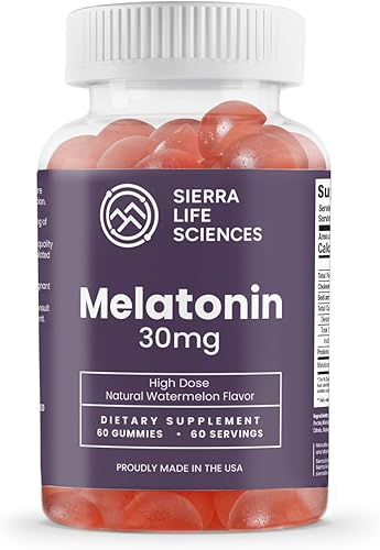 Gomitas de suplemento de melatonina de alta dosis de 30 mg  Soporte extra fuerte para dormir de alta potencia, vegano sin OMG, fabricado en Estados