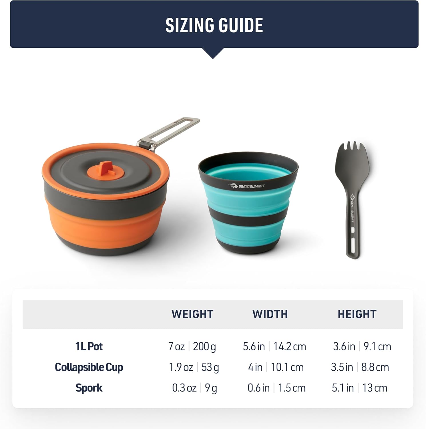 Sea to Summit Frontier UL Collapsible One Pot Cook Set (1L Pot, Cup, Spork)