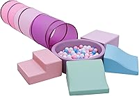 Hoohtoot Toddler Foam Climbing Toy: 4-Piece PU Leather Blocks, Ball Pit & Crawl Tunnel - Indoor Obstacle Course Jungle Gym