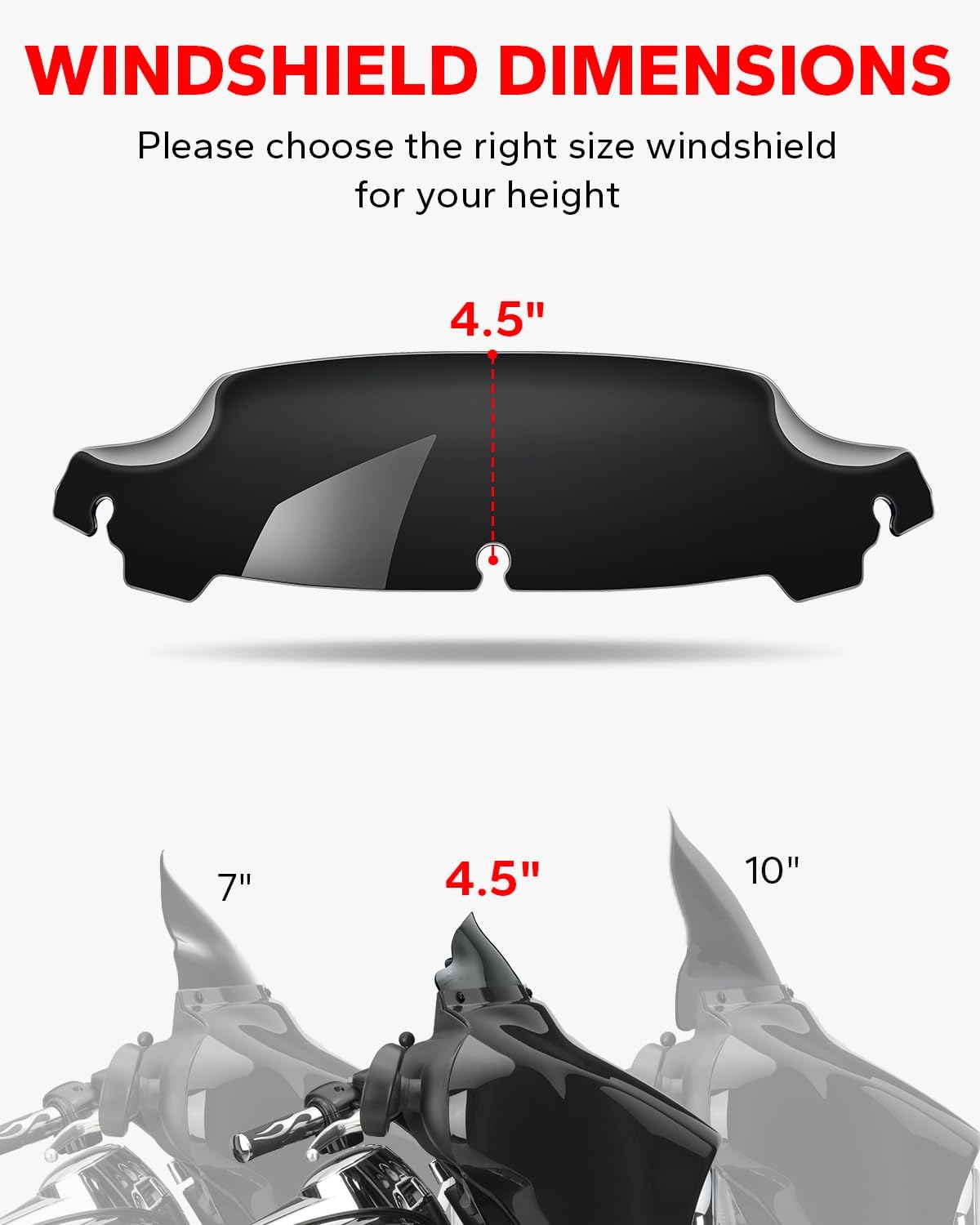 Amazicha Black 4.5" Wave Windshield Windscreen Compatible for Harley Davidson Touring Electra Glide Street Glide 2014 2015 2016 2017 2018 2019 2020 2021 2022 2023