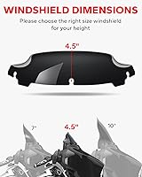 Vista 4 de Amazicha Parabrisas ondulado negro de 4.5 pulgadas compatible con Harley Davidson Touring Electra Glide Street Glide 2014 2015 2016 2017 2018 2019