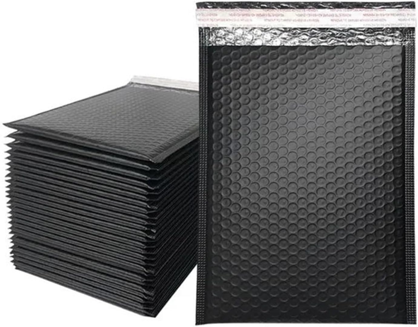 Buste imbottite Poly Mailers, Buste imbottite con bolle d'aria, autosigillanti, confezione da 100, multicolore, diverse misure(Black,11 * 15cm)