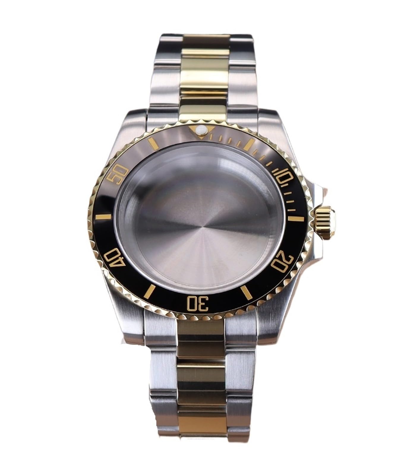 1pc srebrzysty i złoty 40mm stalowy zegarek nurkowy Case Watchband dla NH34 NH35 NH36 NH38 4R36 Miyota8215 ruchu ETA2824