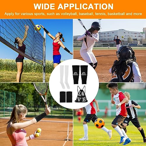 Volleyball Knee Pads and Arm Sleeves Set, 5pcs Soft Breathable Volleyball Accessories Set, Volleyball Training Gear Protective Pads for Women Girl Boy Youth Teen