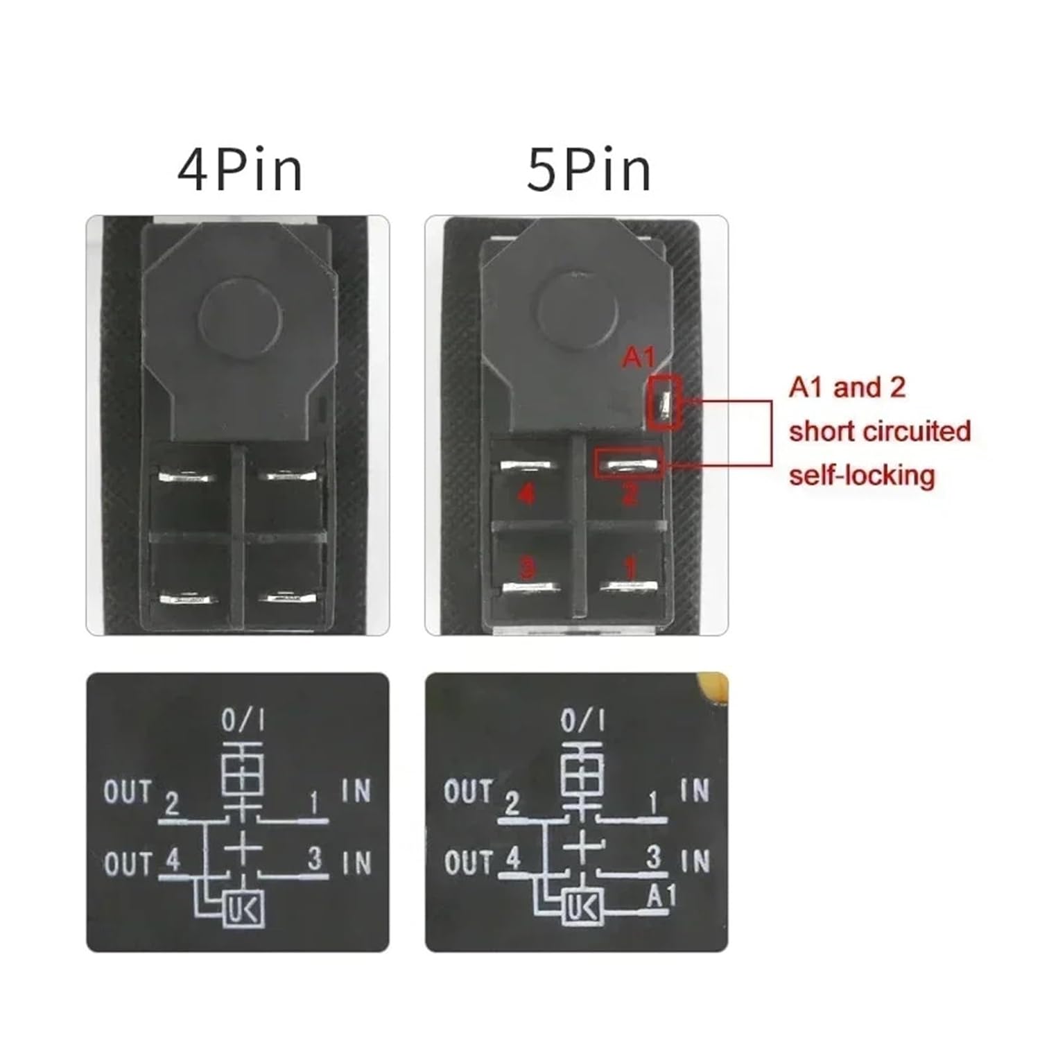 1PCS AC250V 16A 4PIN Electromagnetic Push Button switch 4/5Pin Can