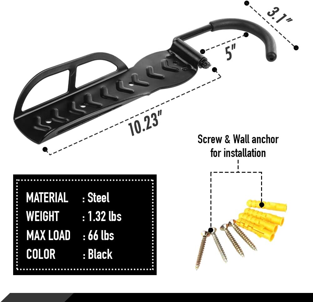 Hanging Bike 2 Pcs Bike Rack Garage Wall Mount Bike Hanger Storage System Vertical Bike Hook for Indoor Shed, Easily Hang or Detach Holds Up to 66 lbs with Screws : Tools & Home Improvement