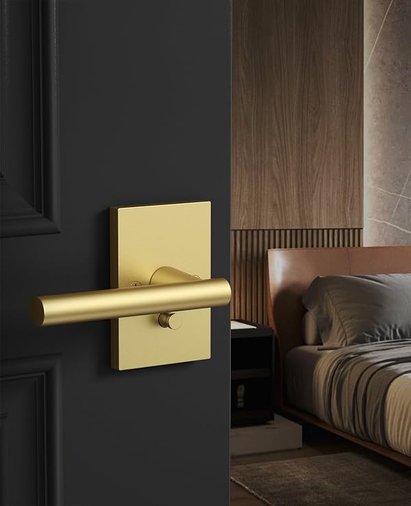 Amerdeco 10 Pack Brushed Gold Privacy Interior Door Handles by Amerdeco - Used condition - Image 3