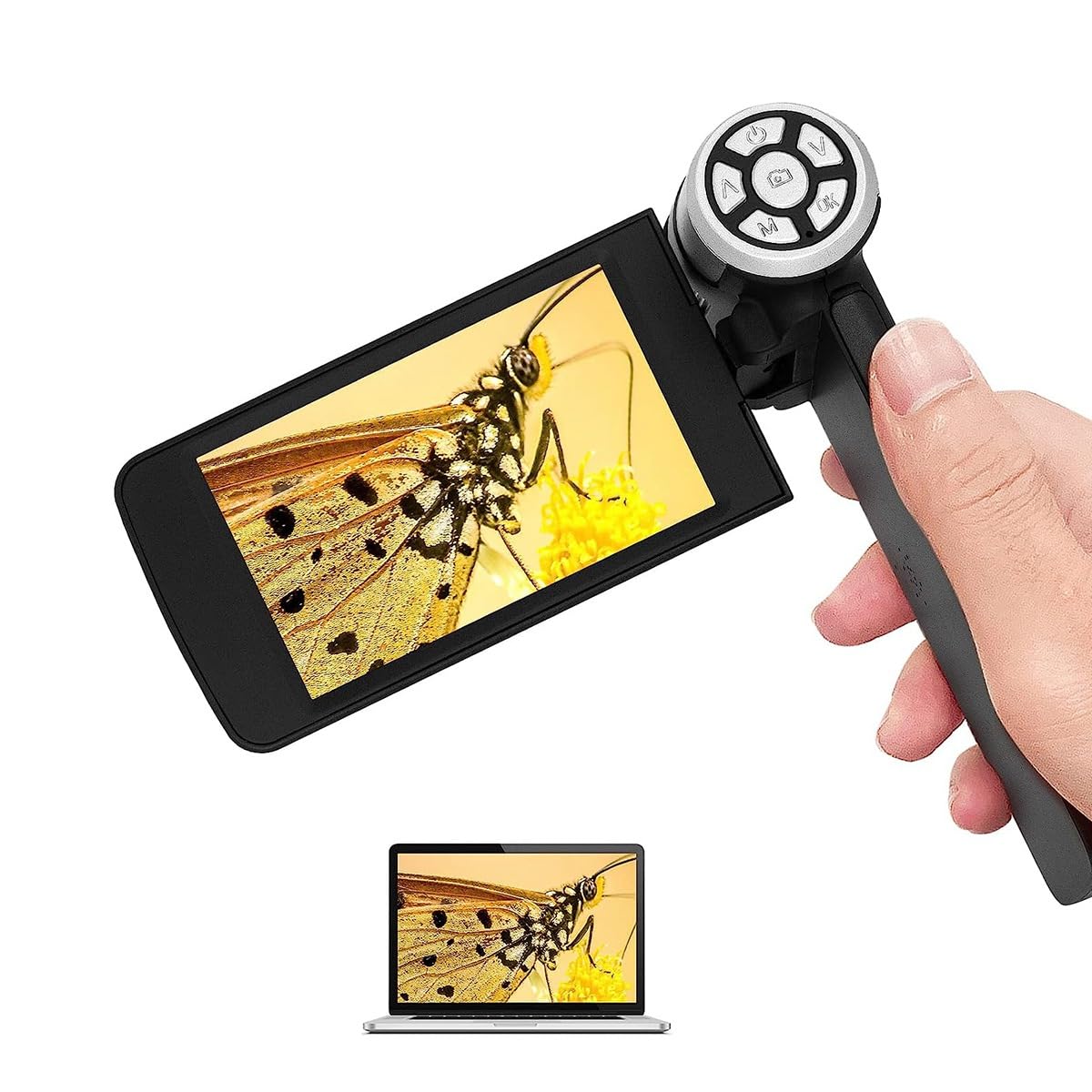 Microscopio Digital de Mano, Microscopio de Bolsillo con Pantalla de 4 Pulgadas Microscopio de Video FHD ElectróNico, Compatible con PC con