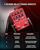 Vista 2 de FLAMMA FS22 - Pedal de efectos combo de delay y reverberación estéreo para guitarra ambiental con 3 pares de efectos combo, delay inverso