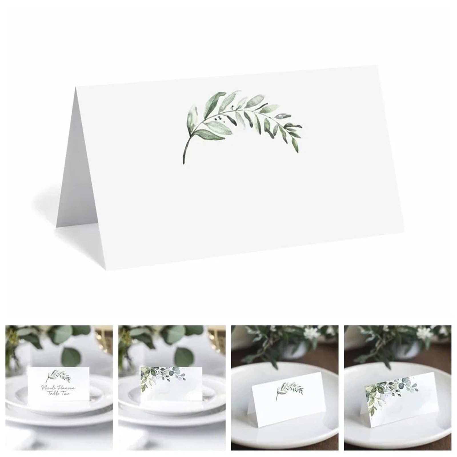 Tischkarten, 100 Stück leere grüne Blattpapier-Tischkarten for Hochzeit, Tischdekoration, Sitzgelegenheiten, Geschenk(Color 2)