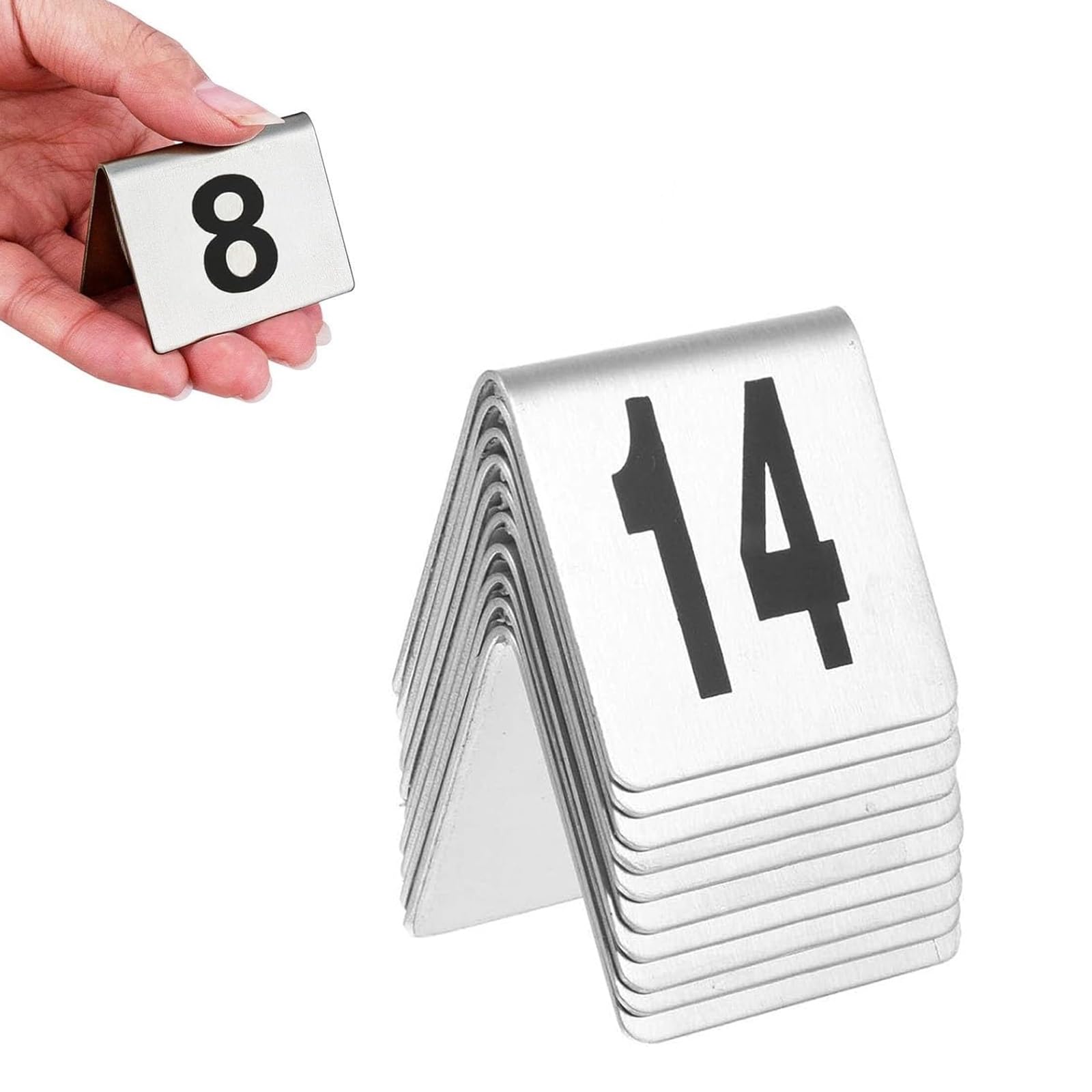 Tarjetas con números de mesa tipo tienda, La tabla lateral doble de la tienda del acero inoxidable numera 1-25 a 1-100 for el banquete restaurante(1-100)