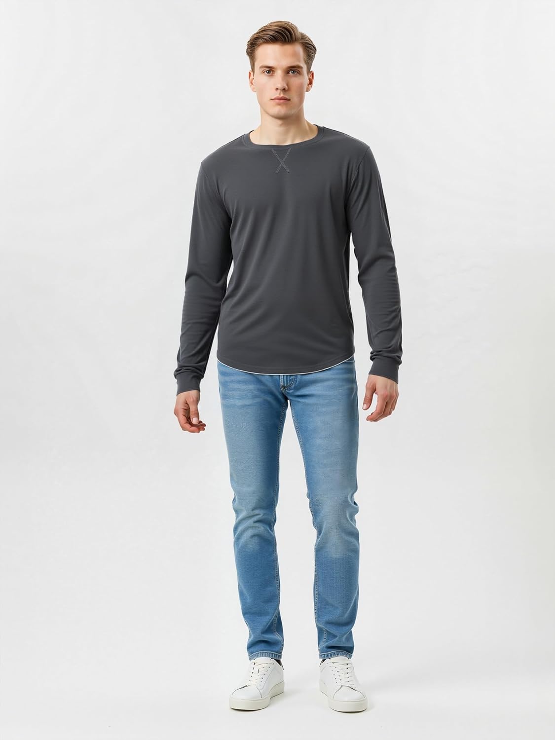 Men Long Sleeve Crew Neck Shirts Casual Pullover Underwear Tops Slim Fit Thermal Undershirt Base Layer - Image 7