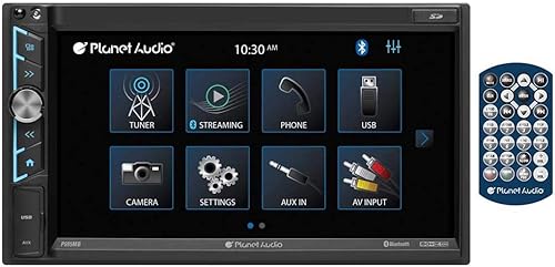 Planet Audio Estéreo multimedia para automóvil P695MB - A-Link (espejo de pantalla), audio y llamadas Bluetooth, pantalla táctil LCD de 6.95