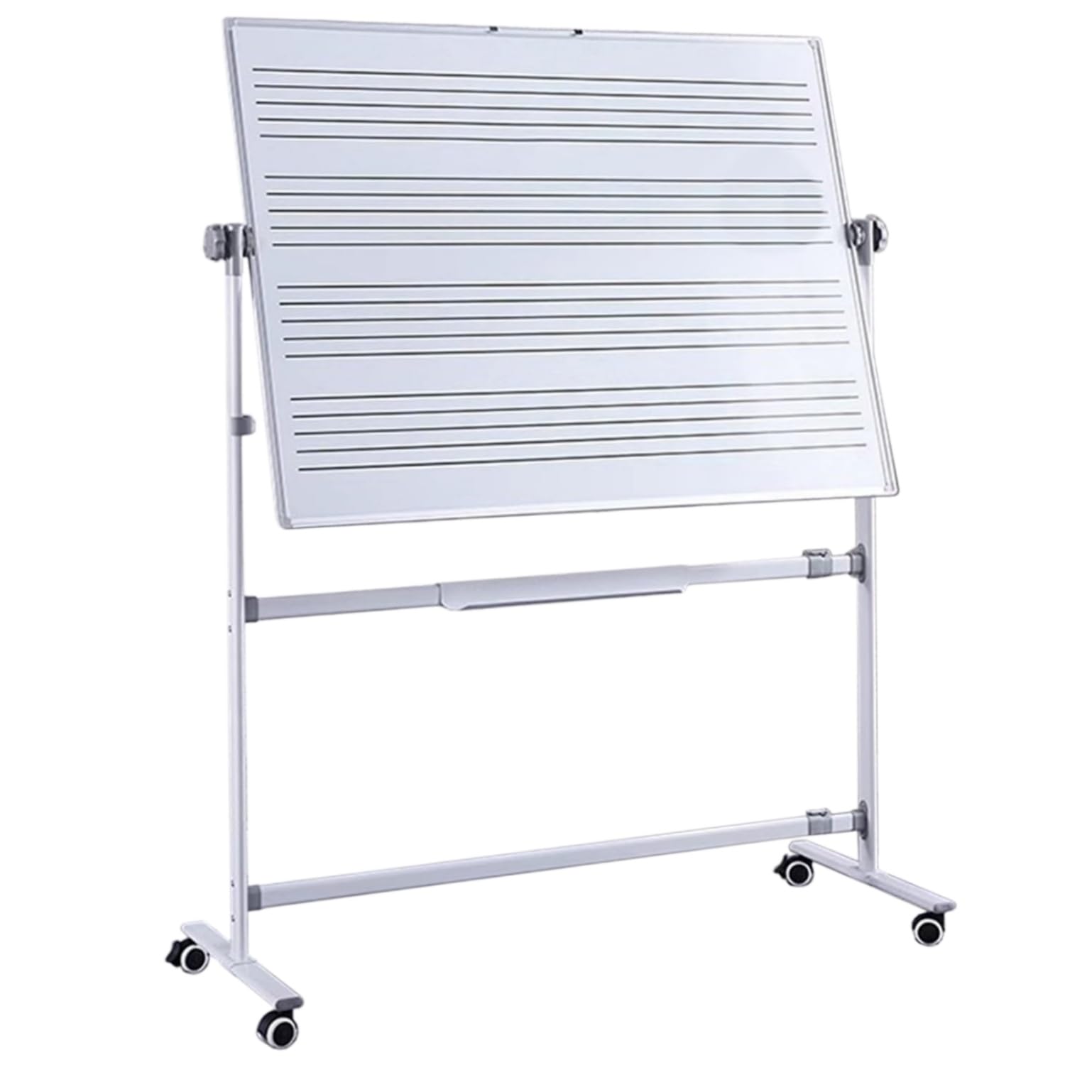 Lavagna Mobile per Musica 90x120cm, Lavagna Magnetica a Doppia Faccia per Marcatori a Secco su Ruote, Pratica di Notazione Portatile per Insegnanti di Musica, Scuole, Studenti e Casa