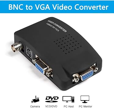 S-video Bnc'den VGA Dönüştürücü Adaptör Dijital Switcher PC TV Kamera DVD DVR Çevirici Dönüştürücü Siyah, DerwellBnccVga1x