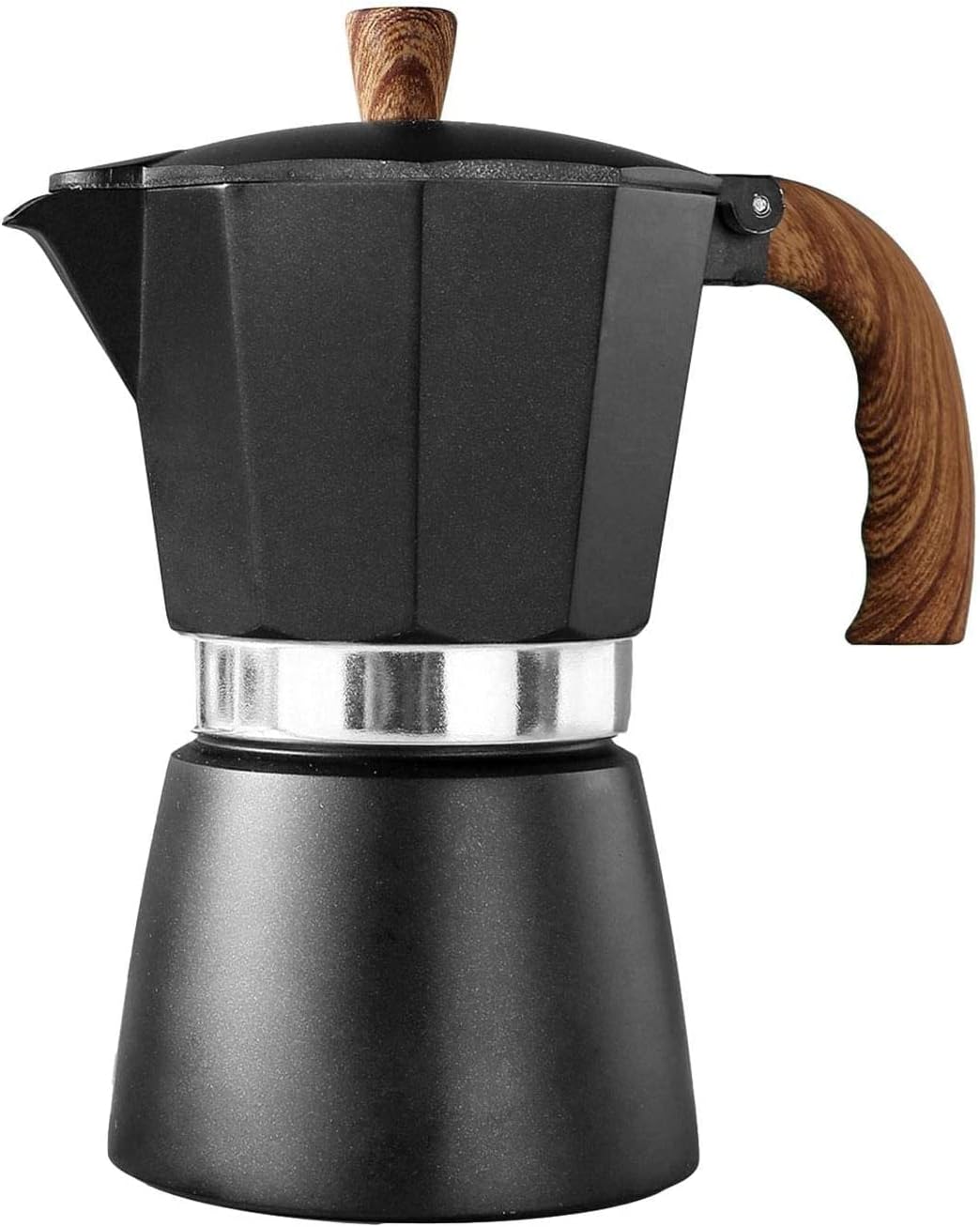 Arabest Stovetop Espresso Maker, Aluminum 6-cup Premium Espresso Moka Pot for Classic Espresso, Manual Italian Coffee Maker for Home and Camping, Easy to Operate and Quick Cleanup (Black)