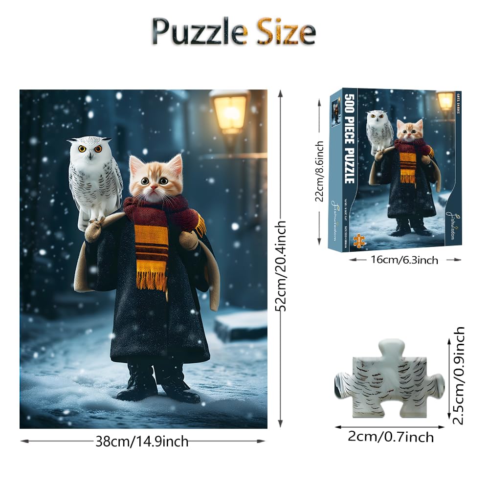 Fishwisdom 500 Piece Jigsaw Puzzle - Cats Series, 2-Pack For Adults & Family, Big 23.2x16.5 Inch Finished Size