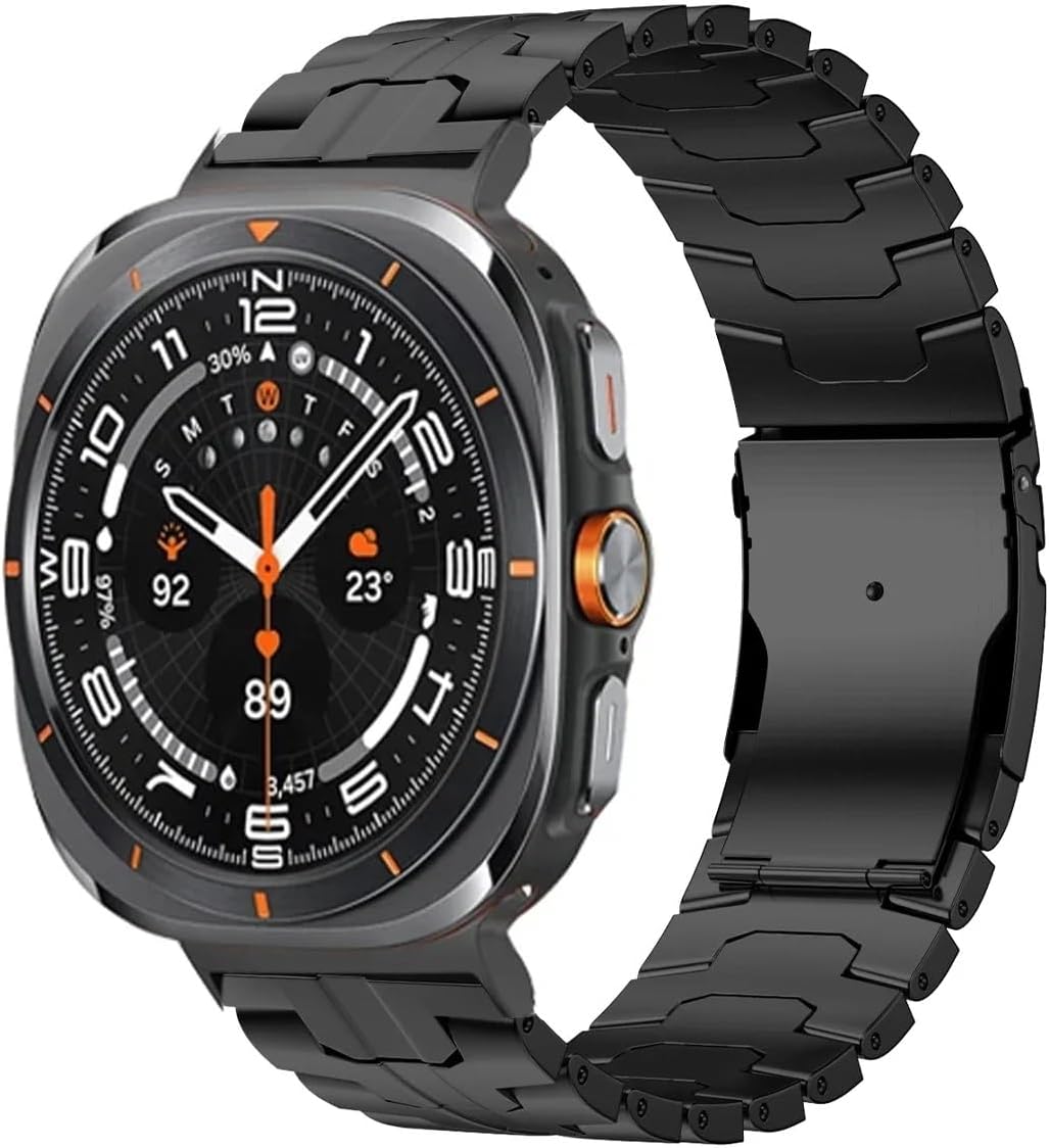 Titanium Band Compatible with Samsung Galaxy Watch Ultra 47mm(2025/2024), Solid Men Replacement Robust Metal Link Wristband