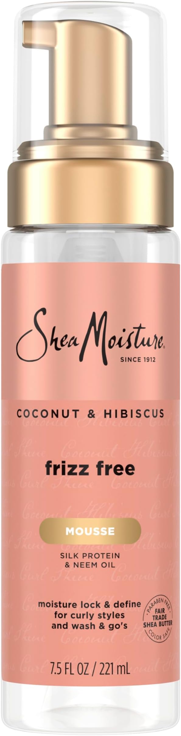 SheaMoisture Curl Mousse for Curly Hair, Coconut & Hibiscus Styling Mousse for Frizz Control & Volume, with Shea Butter, 7.5 oz