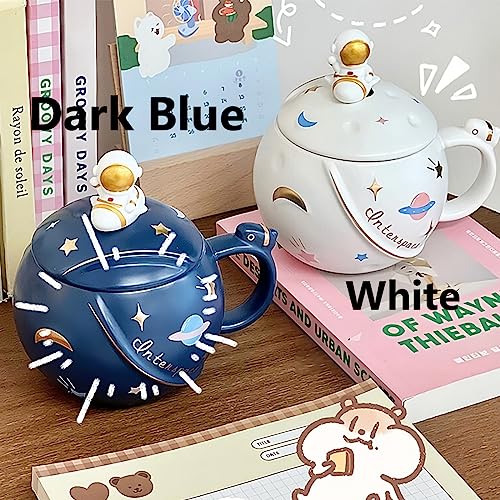 Image of BonZeal Birthday Gift for Boys Girls Ceramic Space Mug Blue Astronaut Mug Coffee Mug with Lid Birthday Gift for Kids Children Friends Return Gifts for Birthday Mugs for Coffee Mugs and Cups 400 ml