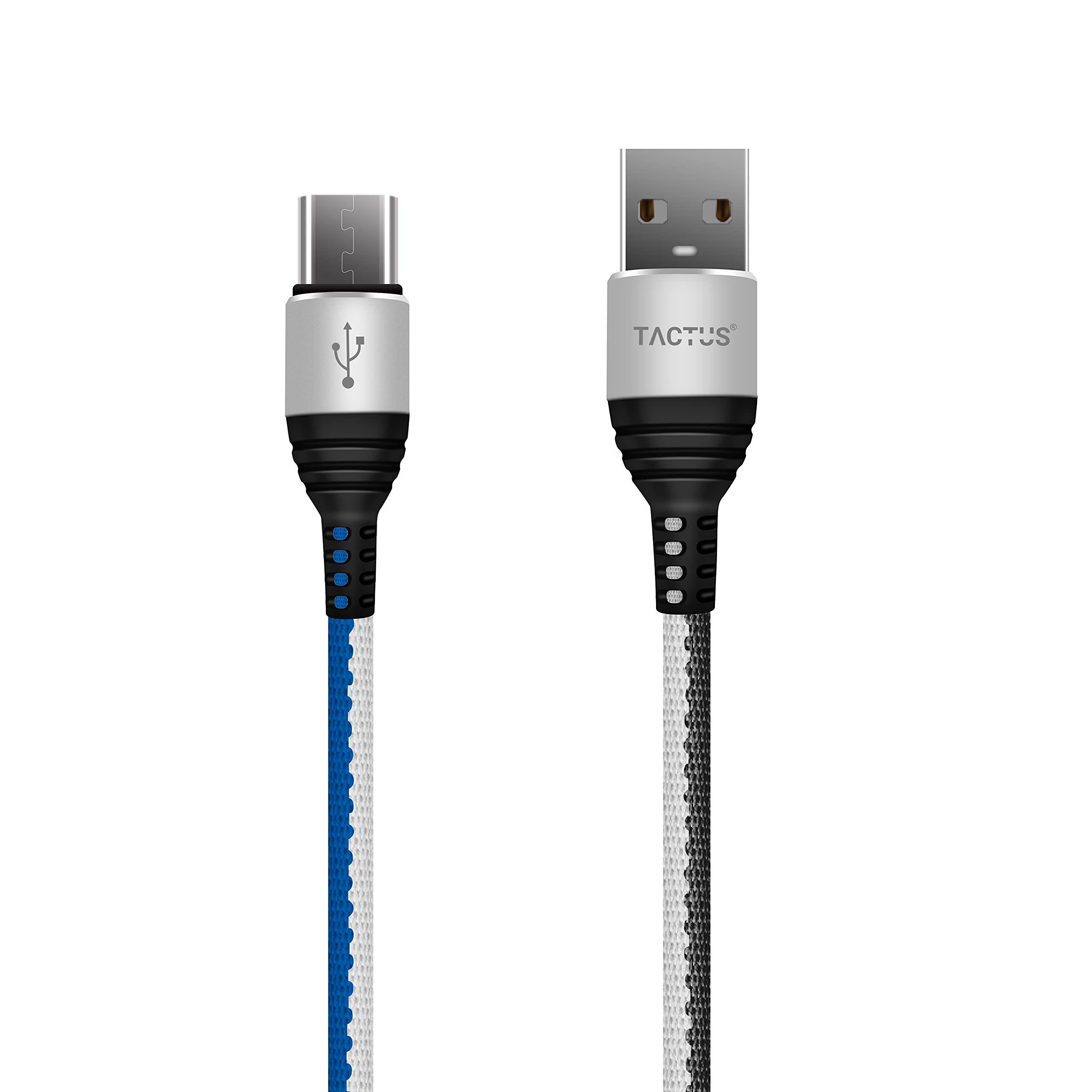 Tactus -Fabric Jacket Micro USB Data, Charging Cable (2.4A, Grey)