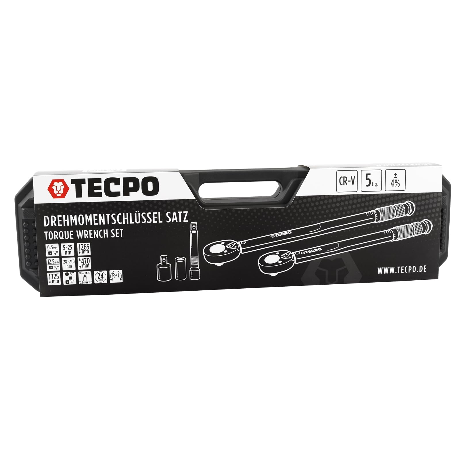 TECPO 2 llaves dinamométricas 1/2" 28-210 Nm + 1/4" 5-25 Nm herramienta de par