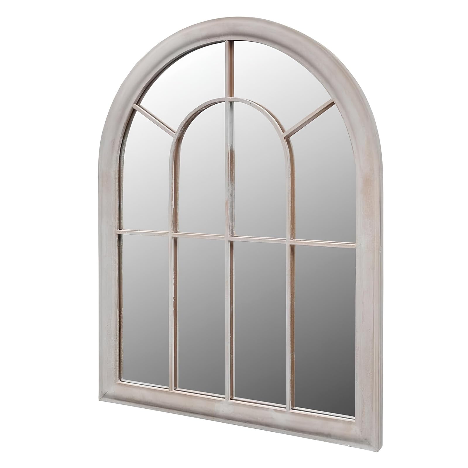 Espejo de Pared Vintage, Espejo Decorativo de Metal Estilo Ventana | Marco de Hierro Envejecido, Espejo Arqueado para Salón, Entrada, Chimenea, Montaje Fácil