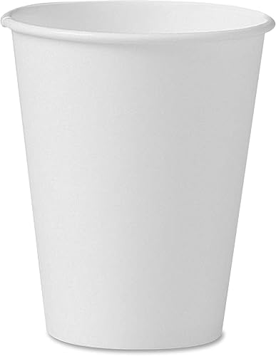 SOLO 378W2050 Tazas calientes de papel polivinílico de una sola cara, 8 oz, blanco, 50/bolsa, 20 bolsas/cartón