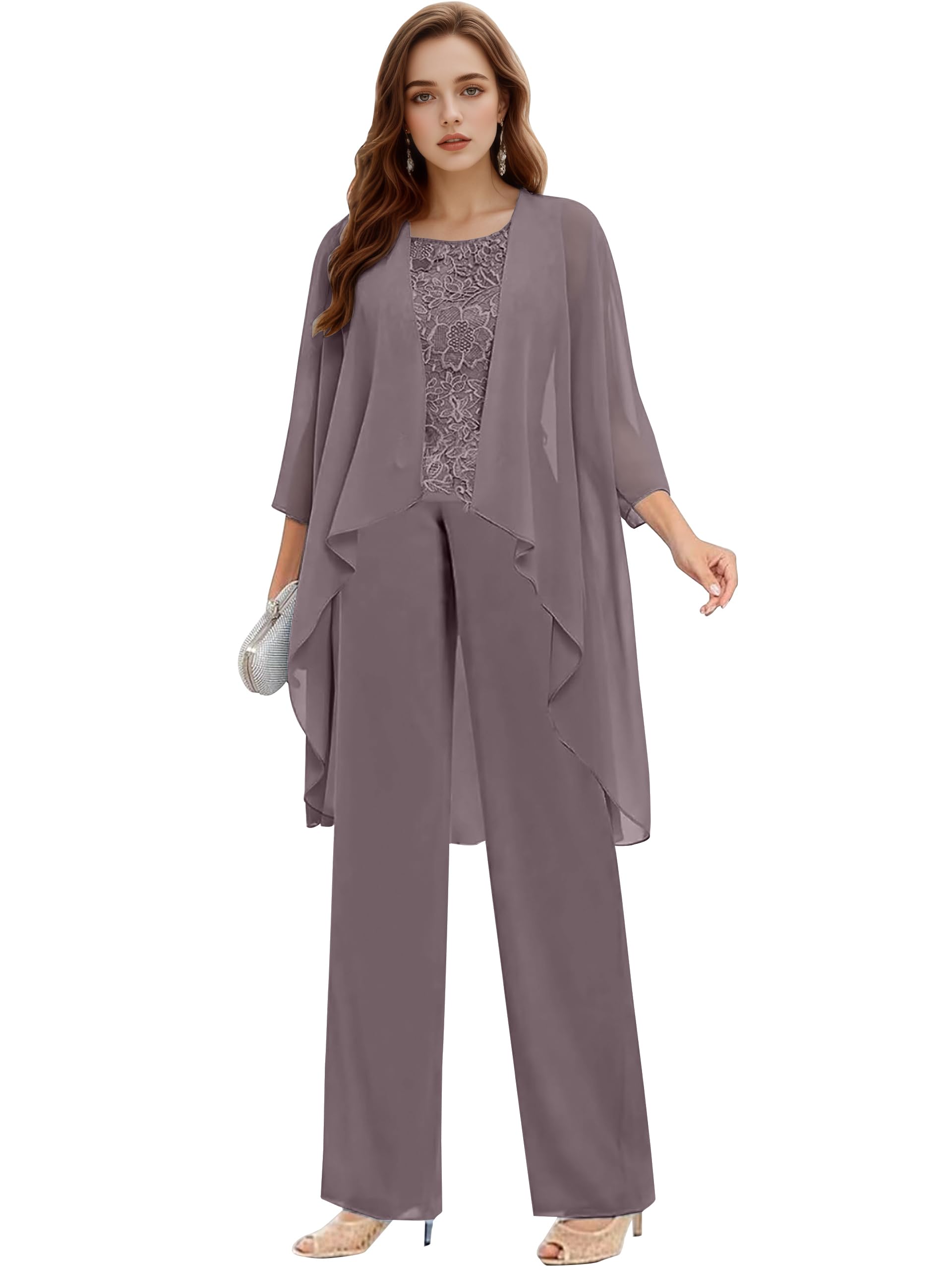 Mother of The Bride Pant Suits Lace Evening Formal Dresses for Wedding Guest Groom Outfit Sets with Jacket