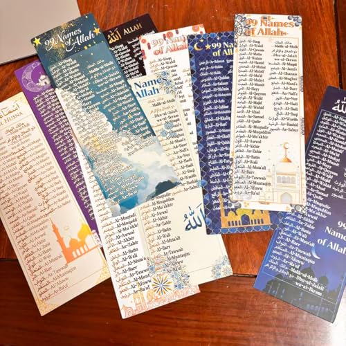 100 pcs Colorful 99 Names of Allah Bookmark Arabic English Islamic Bookmarks Reflecting on The Names of Allah Ramadan Eid Gifts Bulk Quran Muslim Islamic Arabic Gifts for Women Men Quran Learning by YRUKOMU - Used condition - Image 7