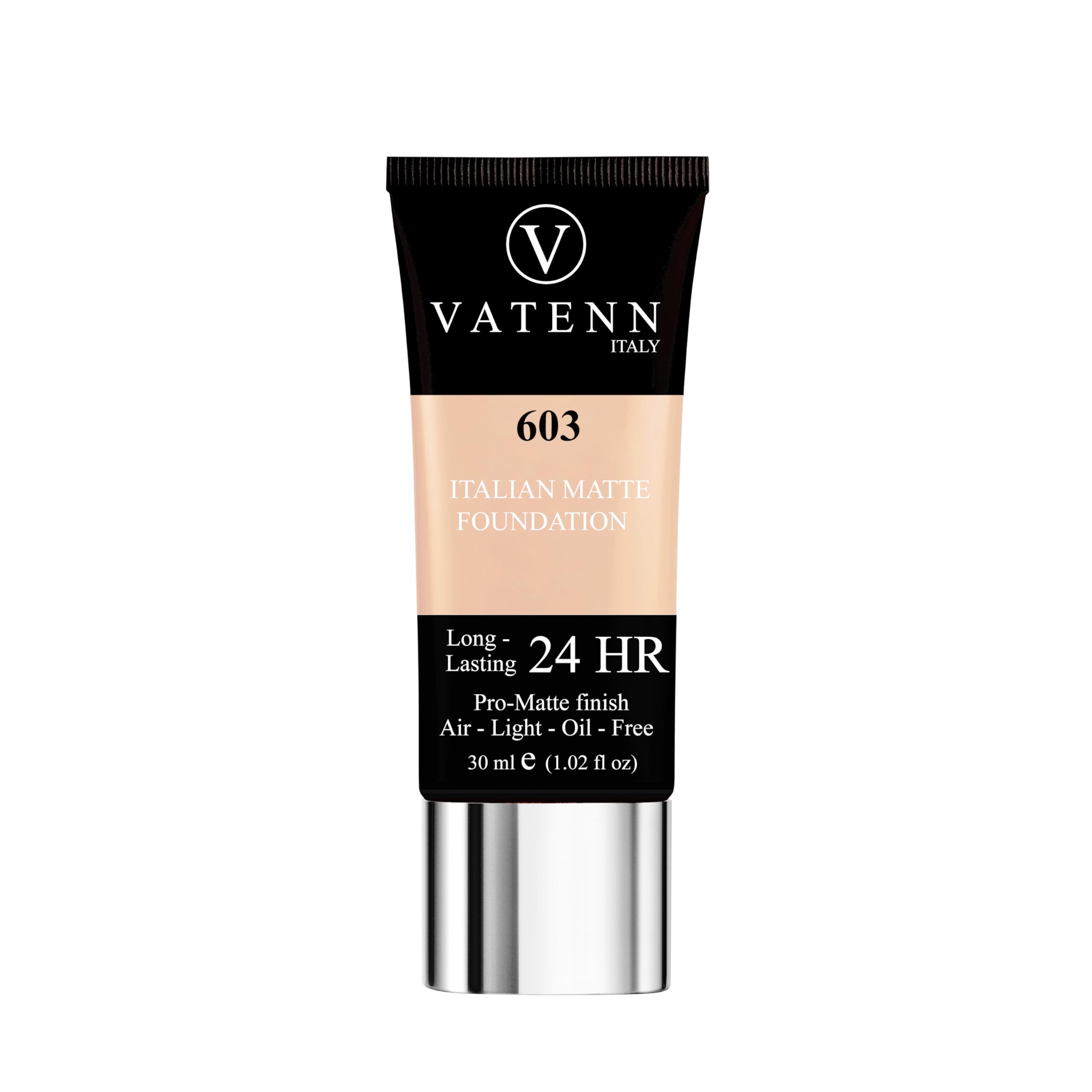 Vatenn Italy Italian Matte Foundation Matte & Poreless, Full Coverage and Blendable, Normal to Oily Skin (603, 30 ml)