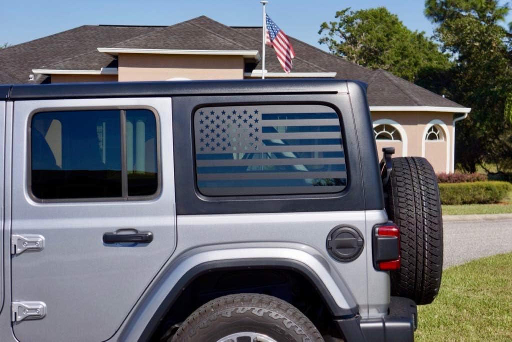 gs00285 Matte Black USA Flag Side Window Decal Kit for Wrangler JL Unlimited (2018 to Present)