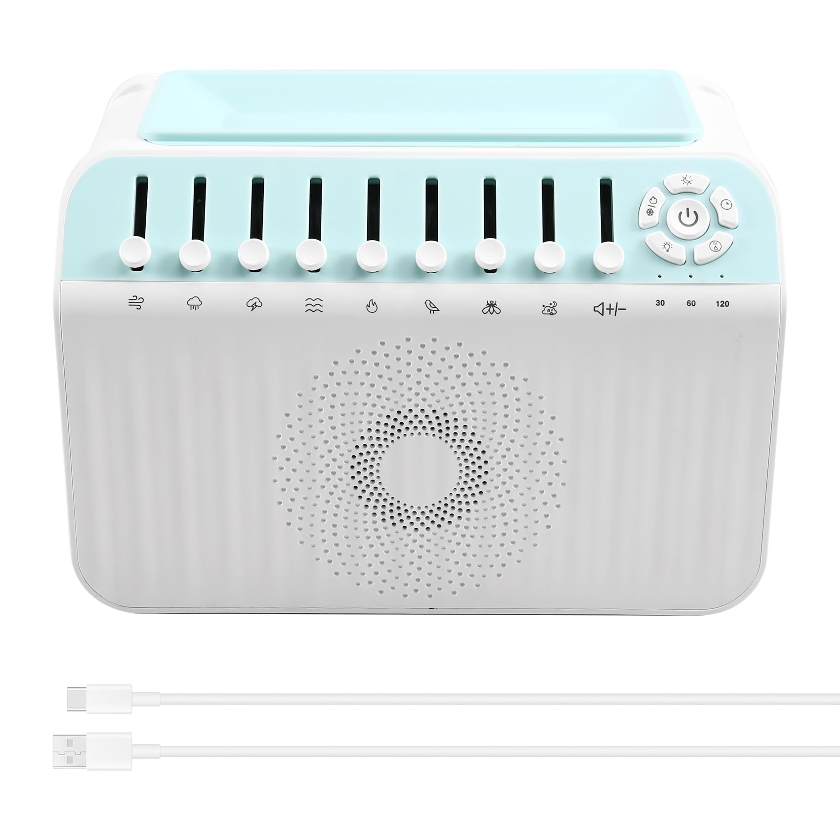 Correa Weiße Rausch-Sound-Maschine, Bluetooth-Lautsprecher, Luft-Aroma-Diffuser und Luftbefeuchter