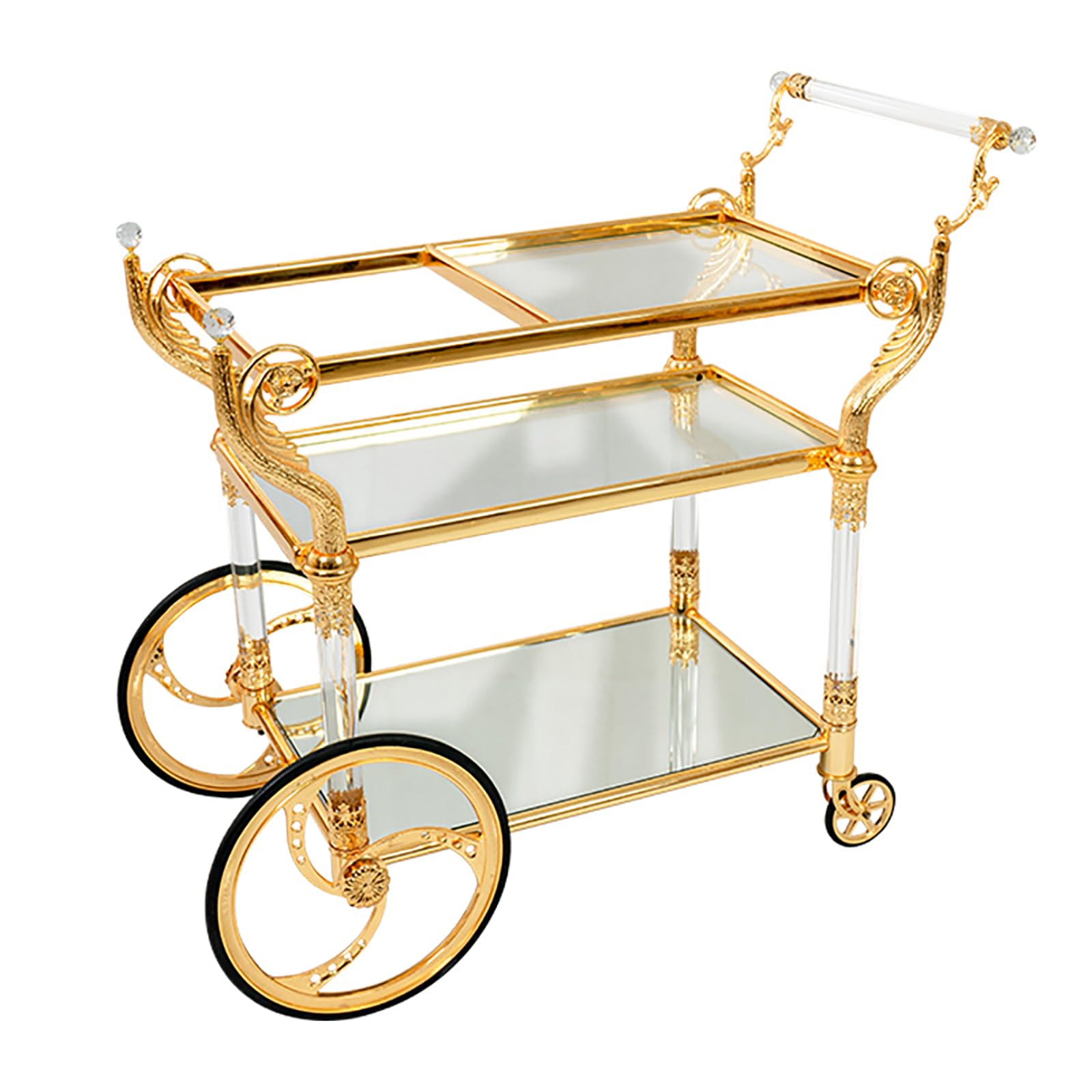 Carrito rodante con ruedas, carrito utilitario de 3 niveles, carrito de almacenamiento móvil para hotel, restaurante, sala de estar, organización de cocina y exhibición