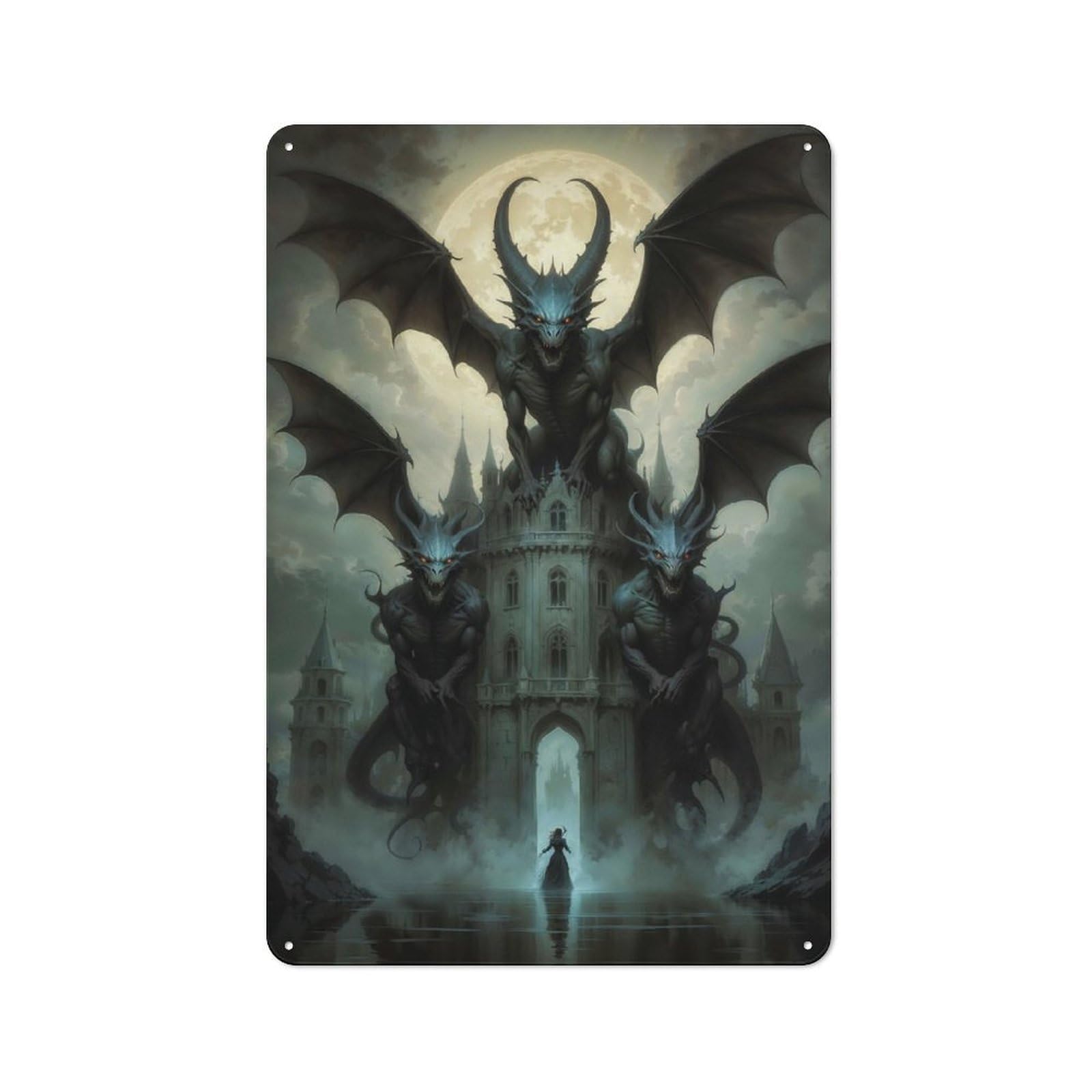 Junmoney Haunted Castle Industrial-Style Tin Sign 30X20cm For Pub Or Café, Suited To Pub Decor Enthusiasts