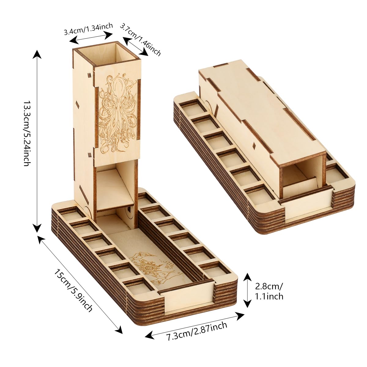 Vassoio per dadi in legno pieghevole DND, accessori D&D, Torre per dadi D20 mano magica, strumenti per giochi da tavolo, Giochi di ruolo scatola per