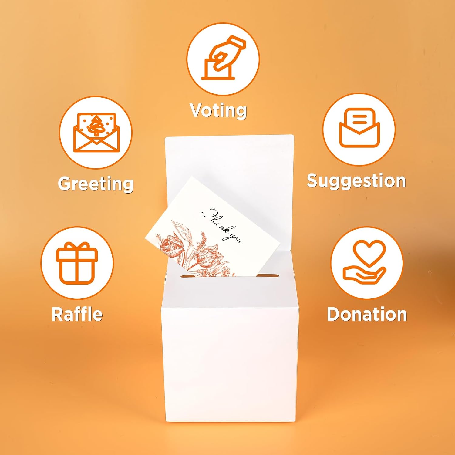 6-Pack White Raffle Ticket Box With Slot, DIY Events Card Box image 2