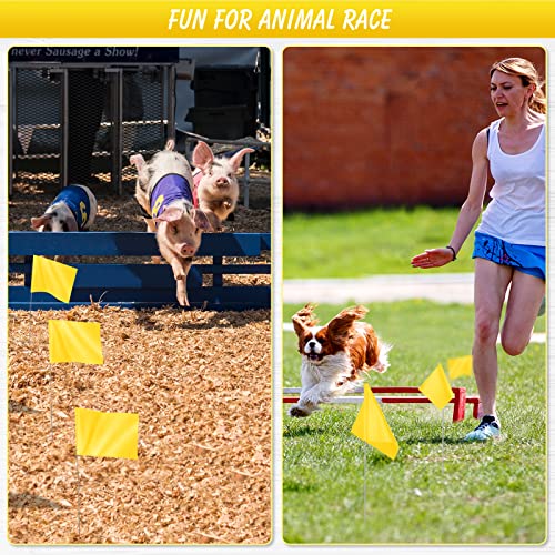 IKAYAS Pacote com 100 bandeiras de marcação para gramado 10 x 12 x 38 cm amarelo PVC pequenas bandei