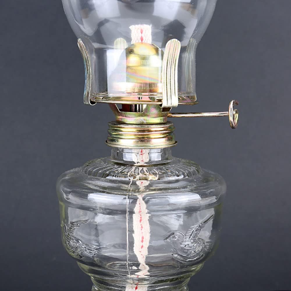 Nostalgia Oil Lamps for Indoor Use Butter Buddha Front Light Wind-Proof with Clear Glass Oil Lights Home Lighting Small Oil Lantern Adjustable Switch Kerosene Lamp