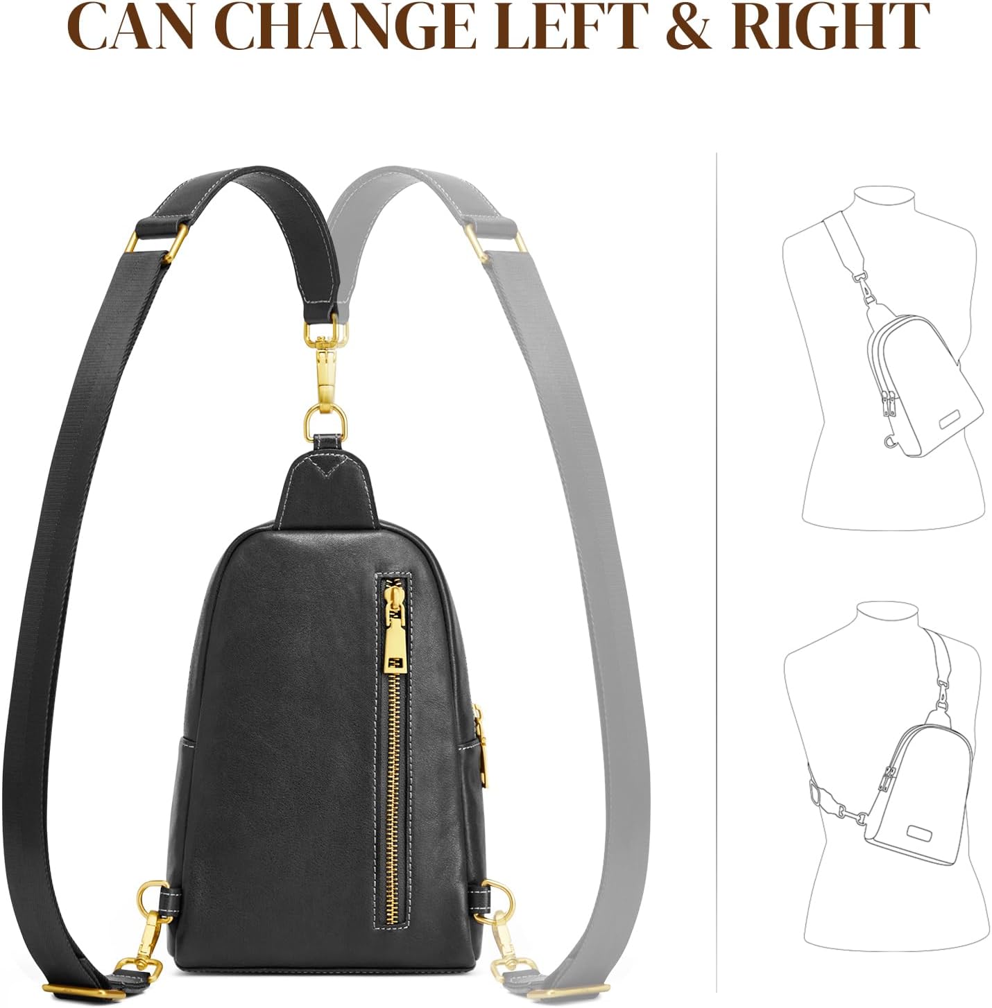 S-ZONE Leather Crossbody Bags for Women Sling Bag RFID Anti Theft Shoulder Purse Fanny Pack | Leather, RFID Anti Theft - Image 6