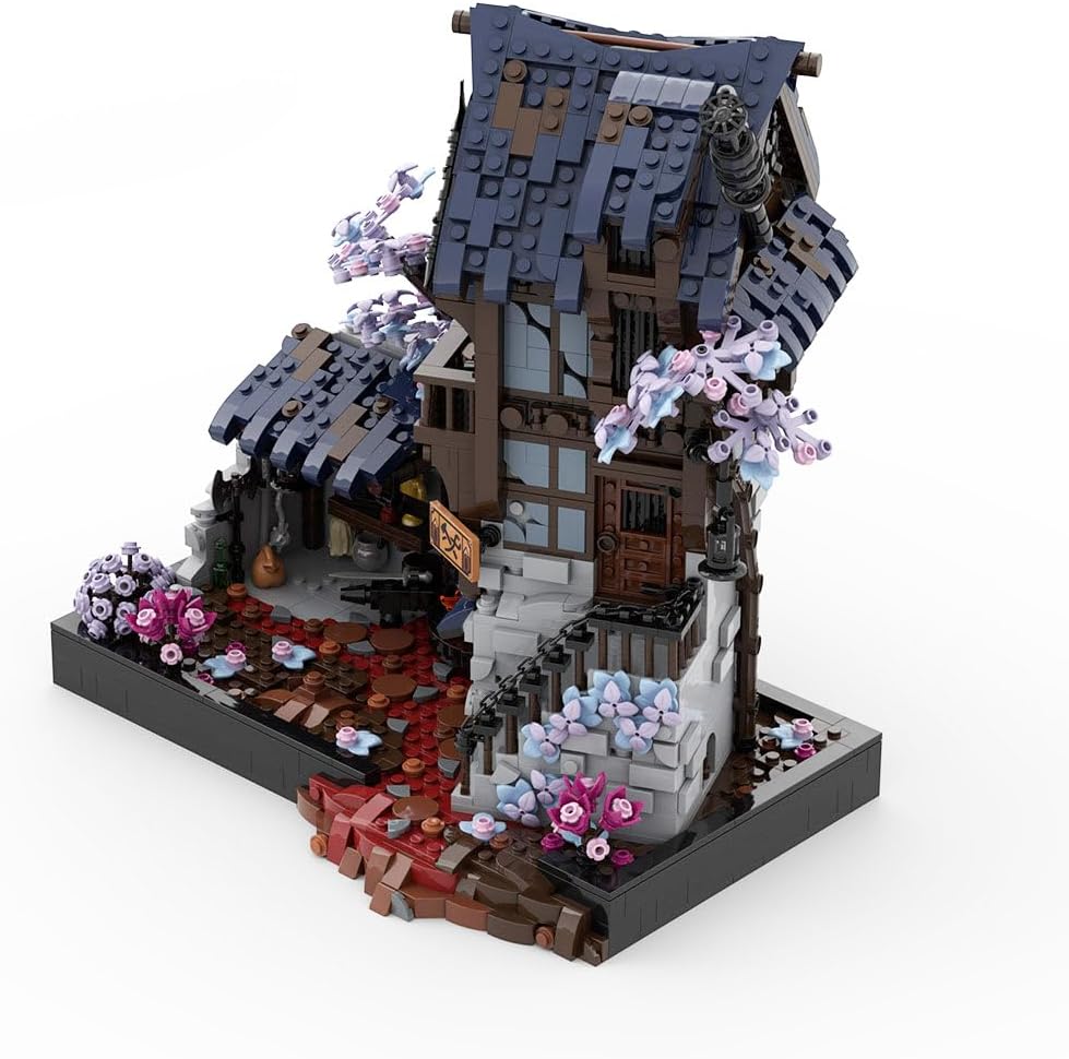 Medieval MOC Building Blocks Set, MOC-213181 DIY Modular Village Street Scene Architecture Iron Smithy Building Blocks Kit, Collect and Decorate Model, 2626PCS for Adults