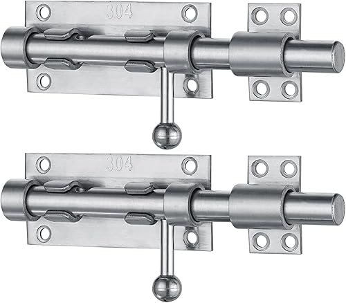 JQK DL300-BN-P2 - Pestillo de puerta corrediza, 6.3 pulgadas (grosor 0.094 in) de acero inoxidable 304 resistente con orificio para candado,
