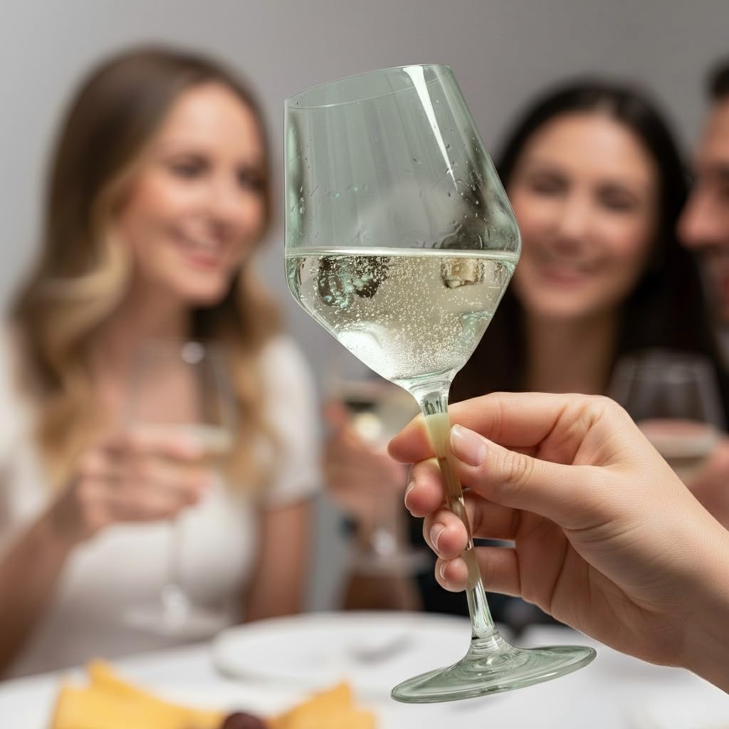 Hand Blown Mint Green Wine Glasses Set of 6 – 16oz Tulip Lead-Free Crystal Stemware – Elegant Soft Green Colored Glassware for Modern Dining, Weddings & Gifts