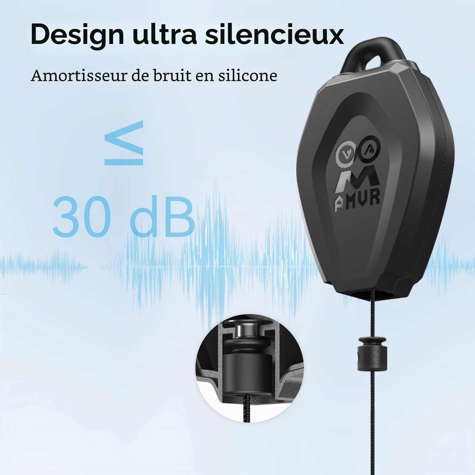 AMVR VR, système de poulie de Plafond rétractable pour Quest 3S/3/2/1/PSVR/PSVR 2/Rift/Rift S/Valve Index/HTC Vive/Vive Pro/HP Reverb G2 Link Cable (Noir)